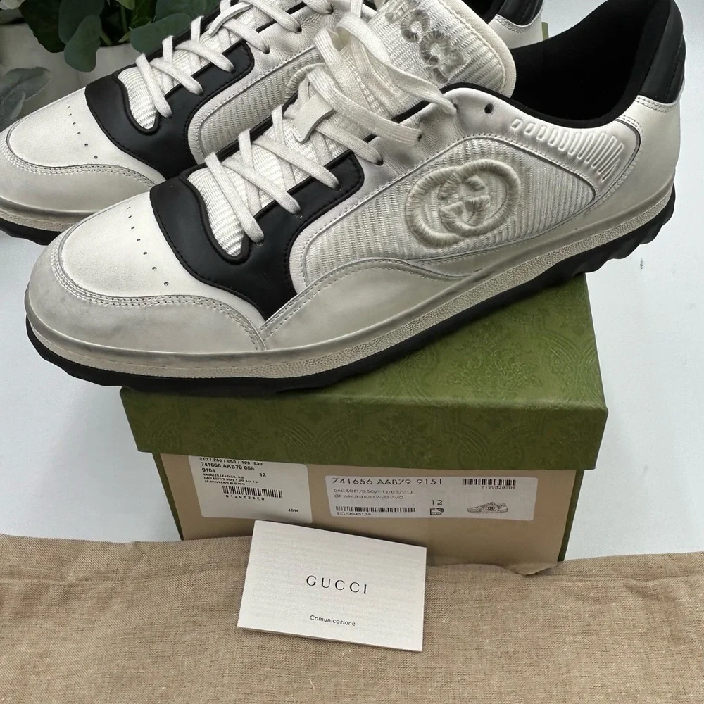 Men's Gucci Mac 80 distressed leather sneakers size 12 made in Italy